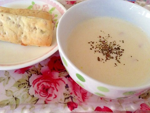 簡単朝食♡おから入りミルクスープ＆朝パングラノーラ